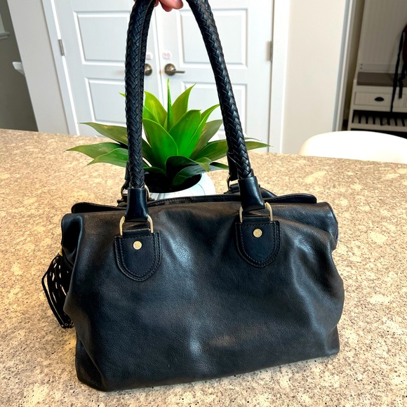 COLE HAAN Gorgeous Leather Black Bag with Tassle - Picture 2 of 13